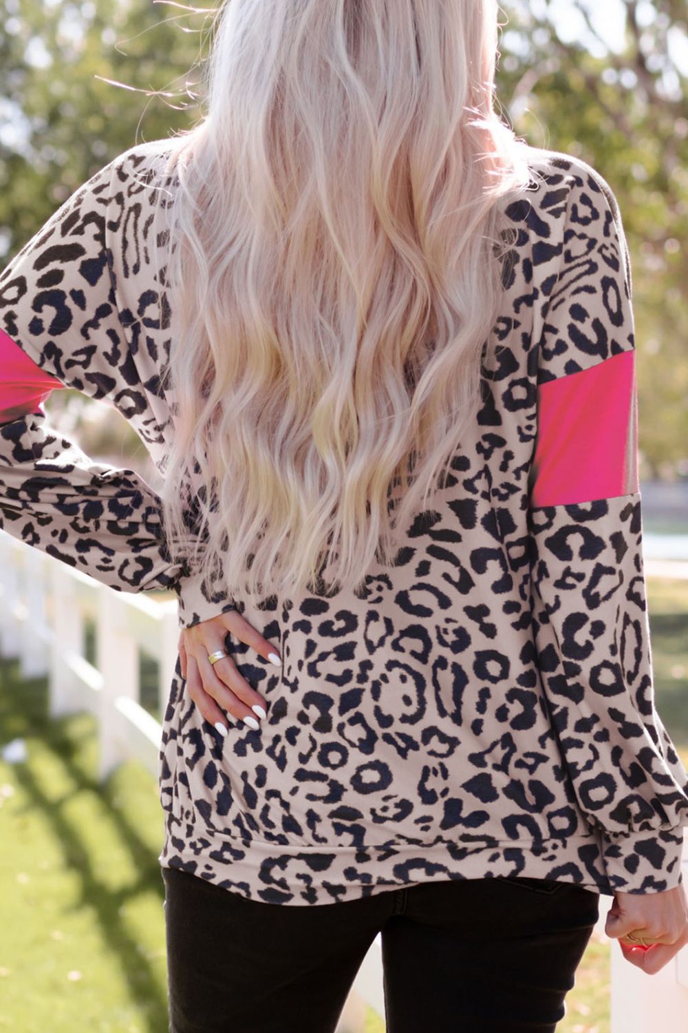 Leopard Print Color Block Long-Sleeve Top-Teresa&#39;s Fashionista LLC