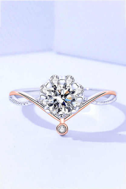 Moissanite and Zircon Contrast Crisscross Ring-Teresa&#39;s Fashionista LLC