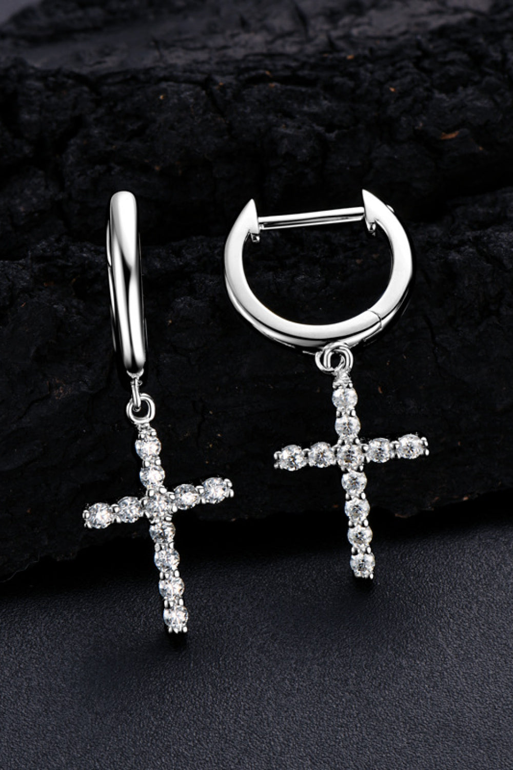 925 Sterling Silver Moissanite Cross Earrings-Teresa&#39;s Fashionista LLC