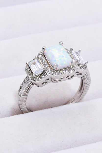 925 Sterling Silver Square Opal Ring-Teresa&#39;s Fashionista LLC