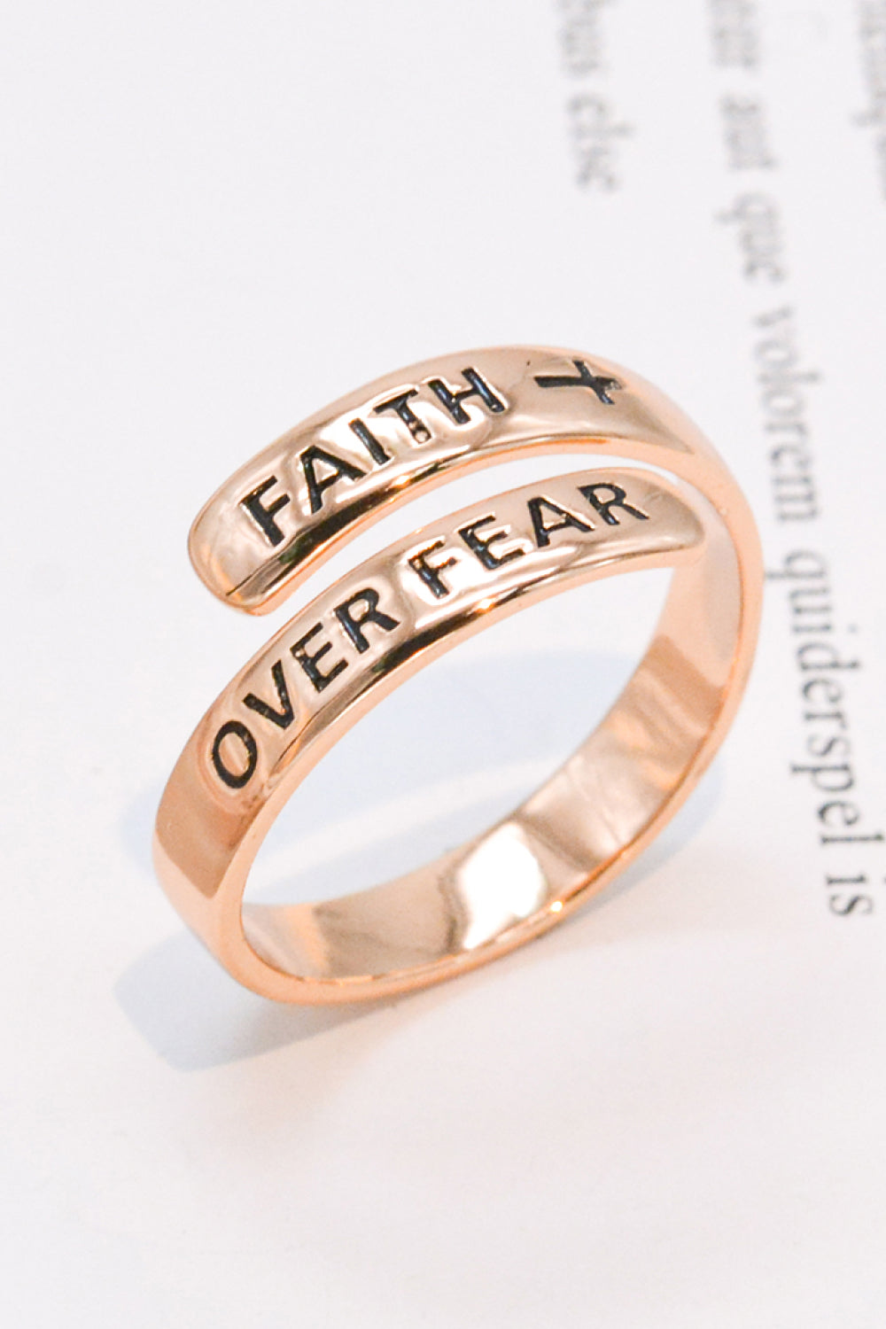 925 Sterling Silver FAITH OVER FEAR Bypass Ring-Teresa&#39;s Fashionista LLC