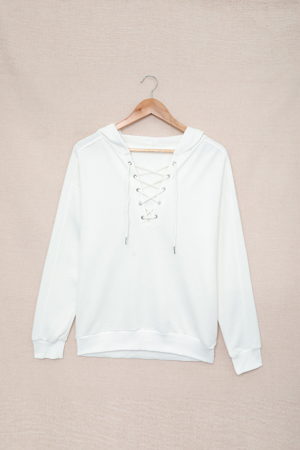 Lace-Up Dropped Shoulder Hoodie-Teresa&#39;s Fashionista LLC