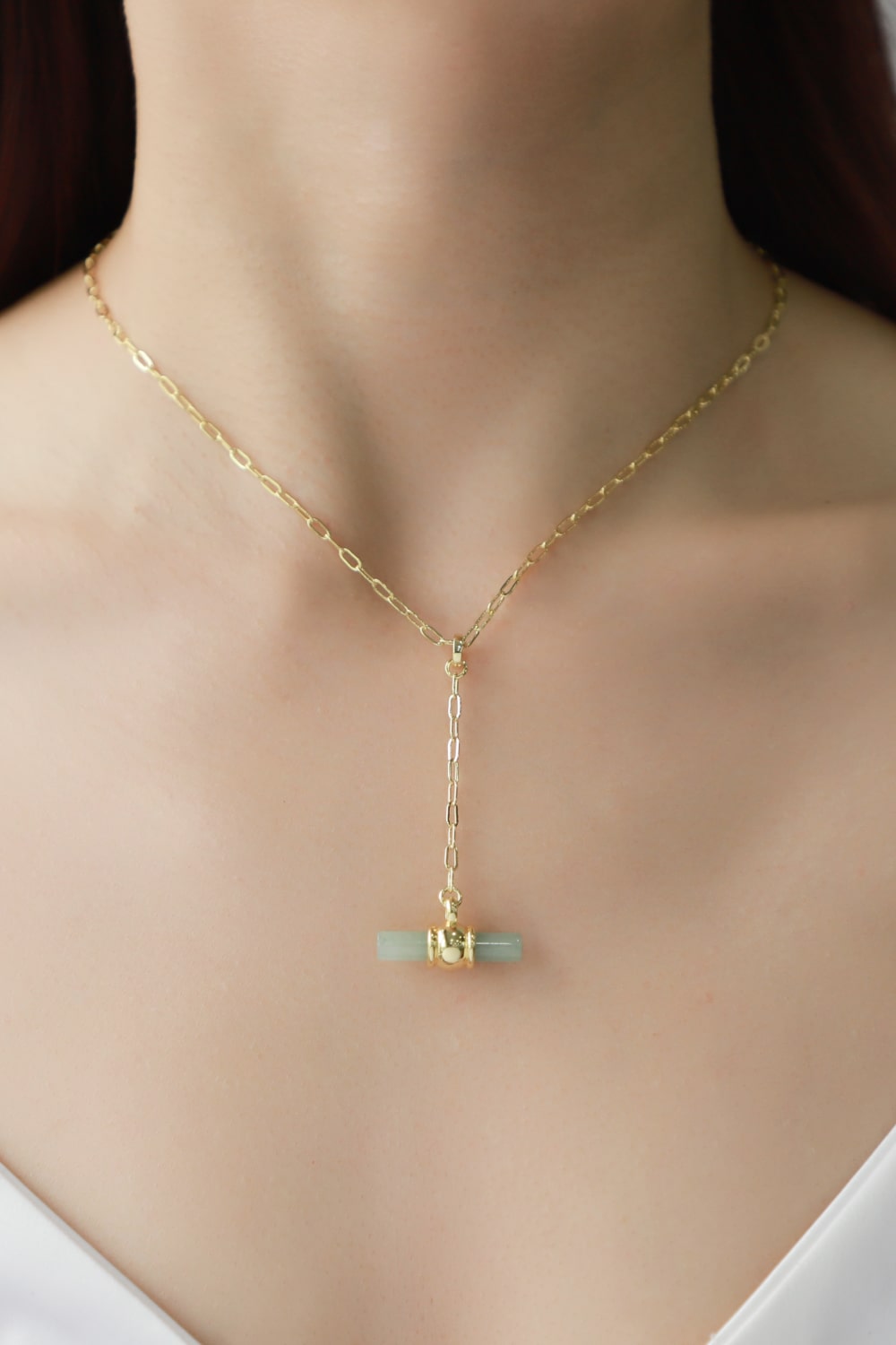 Gold-Plated Bar Pendant OT Chain Necklace-Teresa&#39;s Fashionista LLC