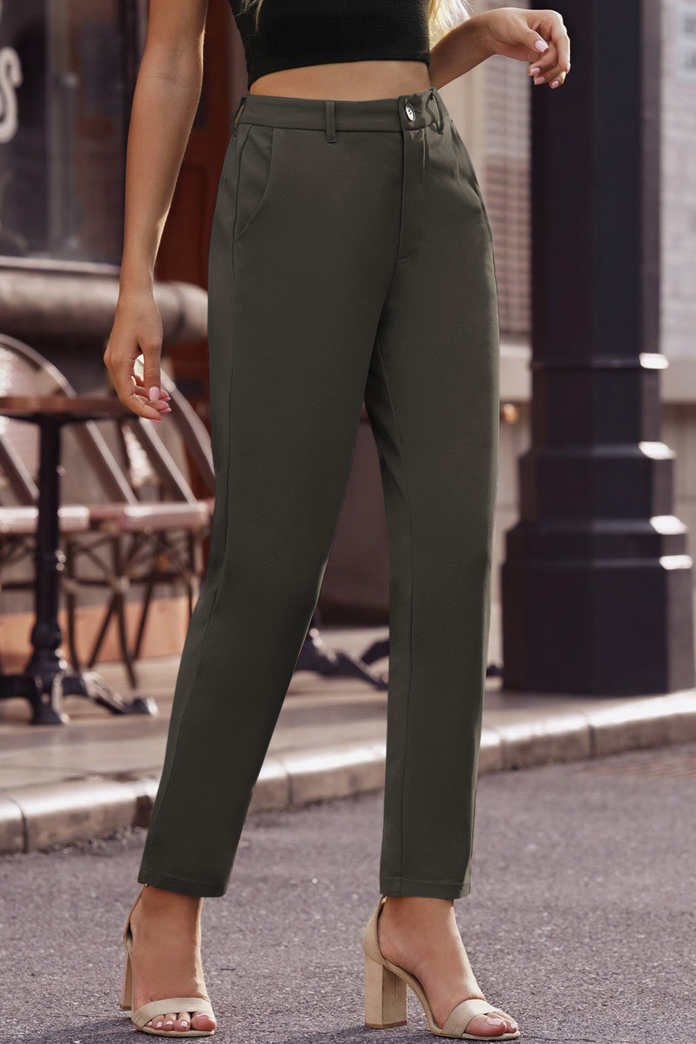 Ankle-Length Straight Leg Pants with Pockets-Teresa&#39;s Fashionista LLC