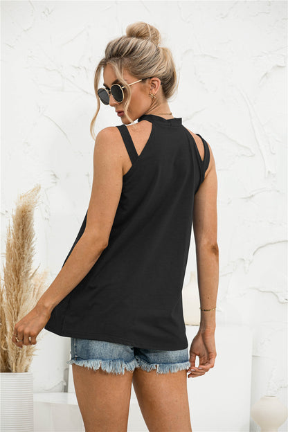 Cutout Mock Neck Tank-Teresa&#39;s Fashionista LLC