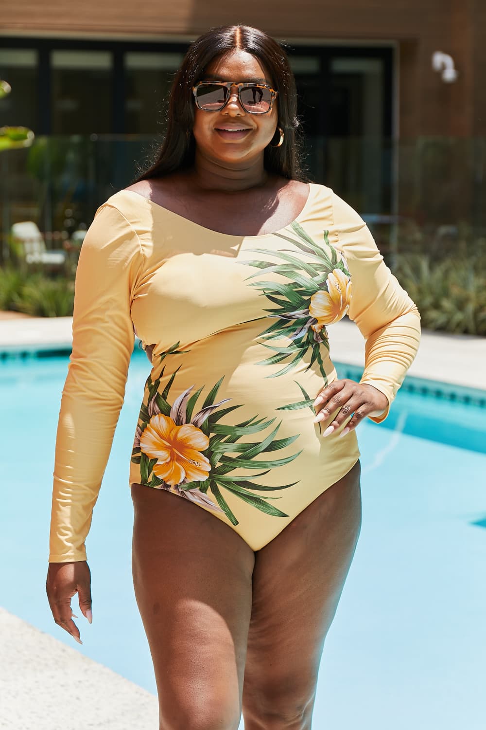 Marina West Swim Cool Down Longsleeve One-Piece Swimsuit-Teresa&#39;s Fashionista LLC