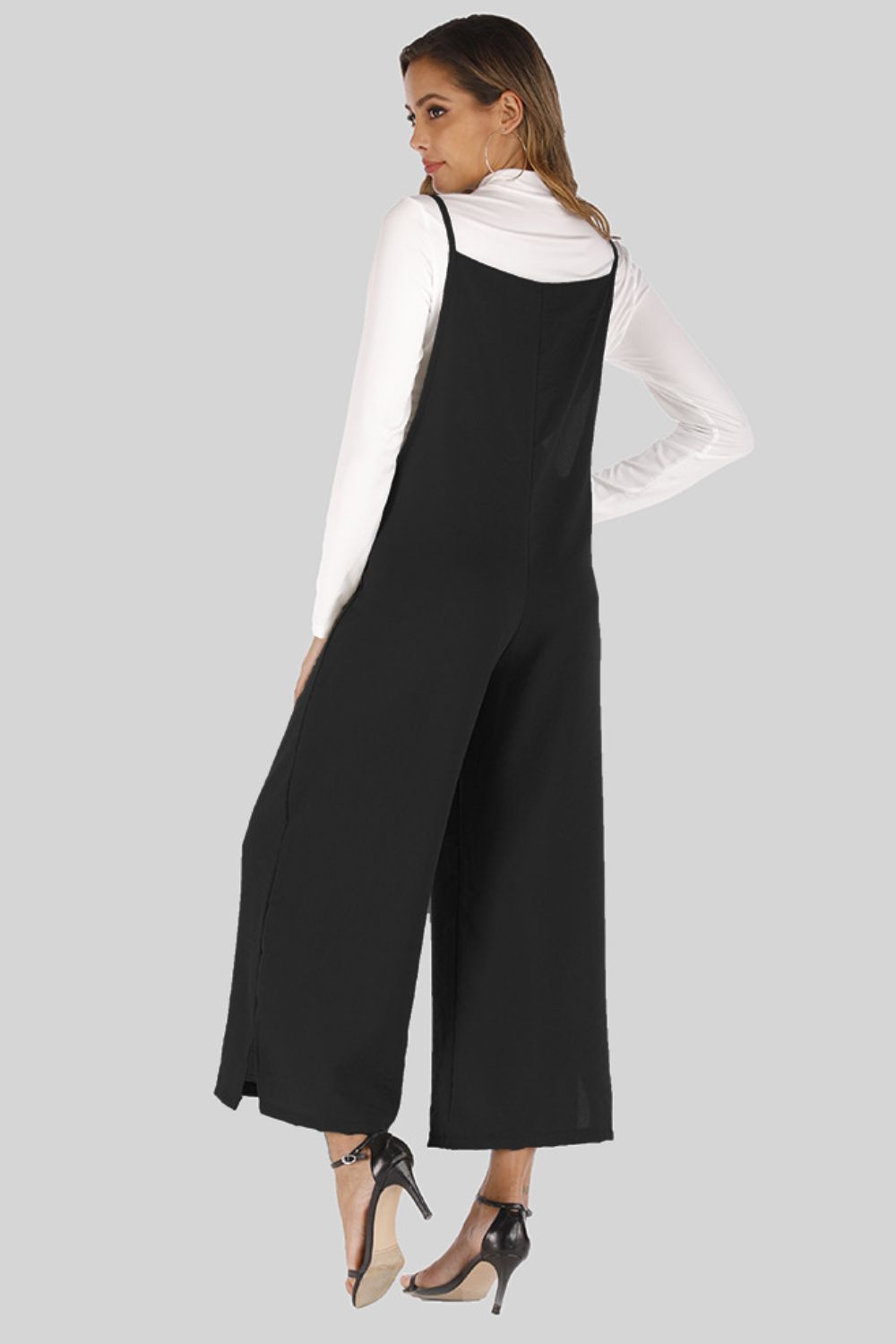 Full Size Cropped Wide Leg Overalls with Pockets-Teresa&#39;s Fashionista LLC