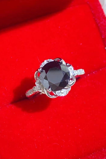 2 Carat Black Moissanite Floral Ring-Teresa&#39;s Fashionista LLC