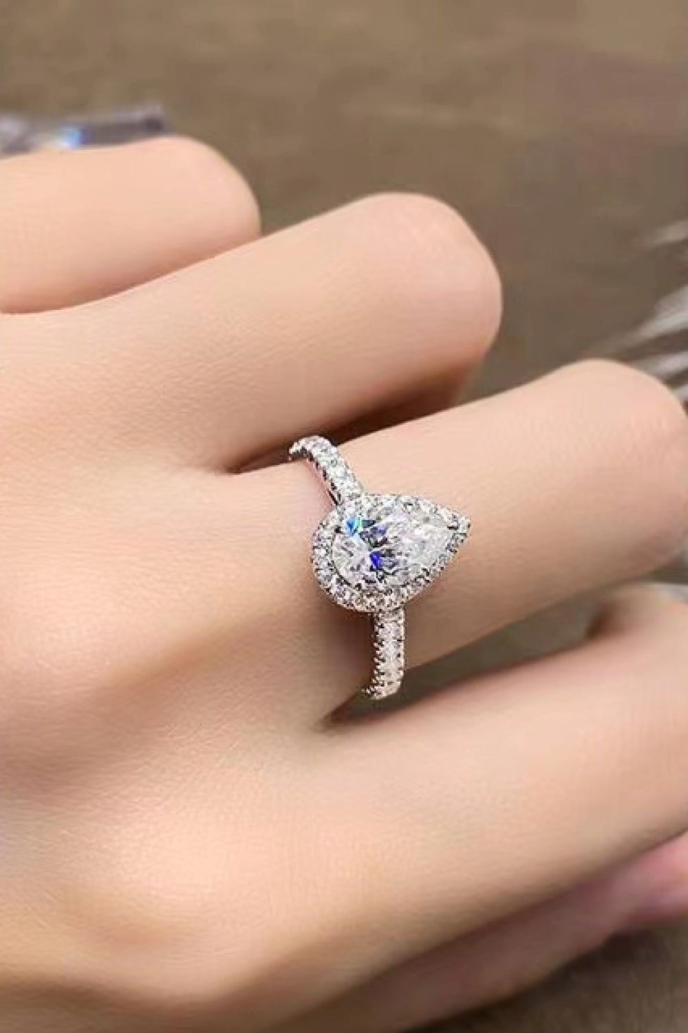 2 Carat Moissanite Teardrop Cluster Ring-Teresa&#39;s Fashionista LLC