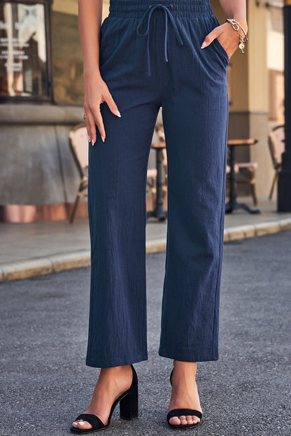 Drawstring Elastic Waist Pants with Pockets-Teresa&#39;s Fashionista LLC