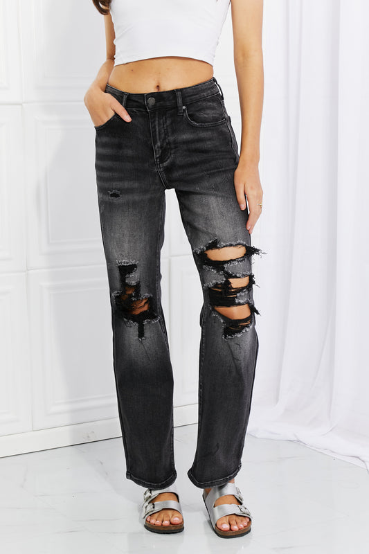 RISEN Full Size Lois Distressed Loose Fit Jeans-Teresa&#39;s Fashionista LLC