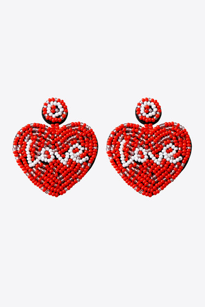 LOVE Beaded Heart Earrings-Teresa&#39;s Fashionista LLC