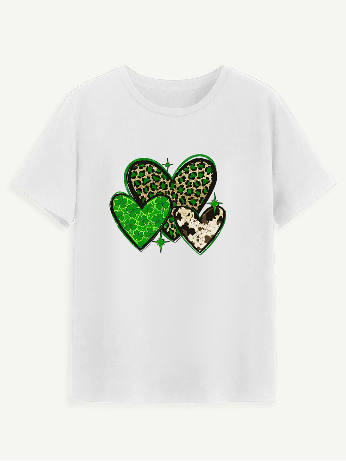 Heart Round Neck Short Sleeve T-Shirt-Teresa&#39;s Fashionista LLC