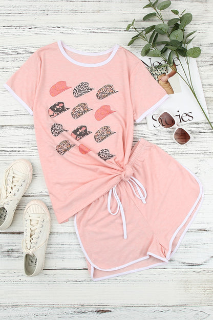 Graphic Tee and Drawstring Shorts Loungewear Set-Teresa&#39;s Fashionista LLC