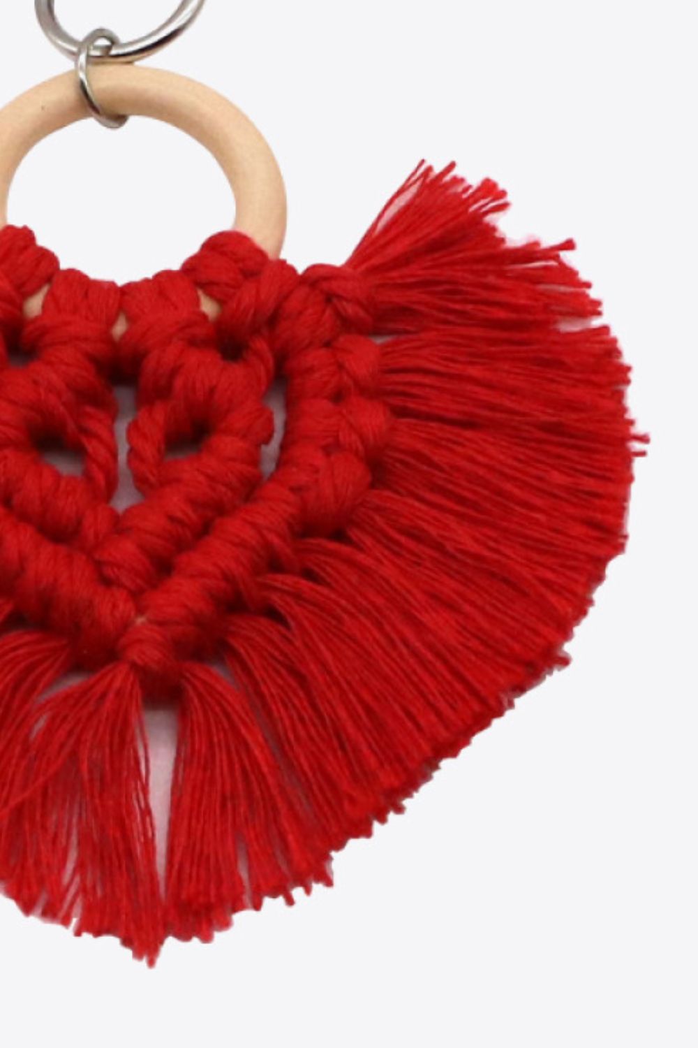 Assorted 4-Pack Heart-Shaped Macrame Fringe Keychain-Teresa&#39;s Fashionista LLC