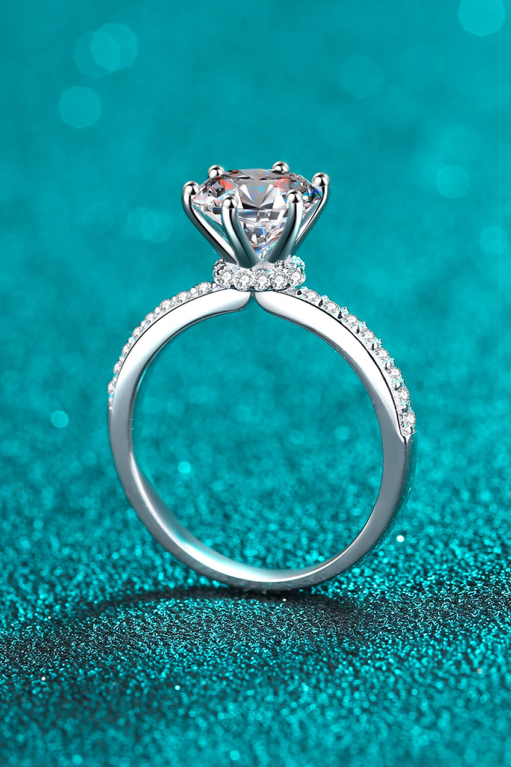 925 Sterling Silver 2 Carat Moissanite Ring-Teresa&#39;s Fashionista LLC