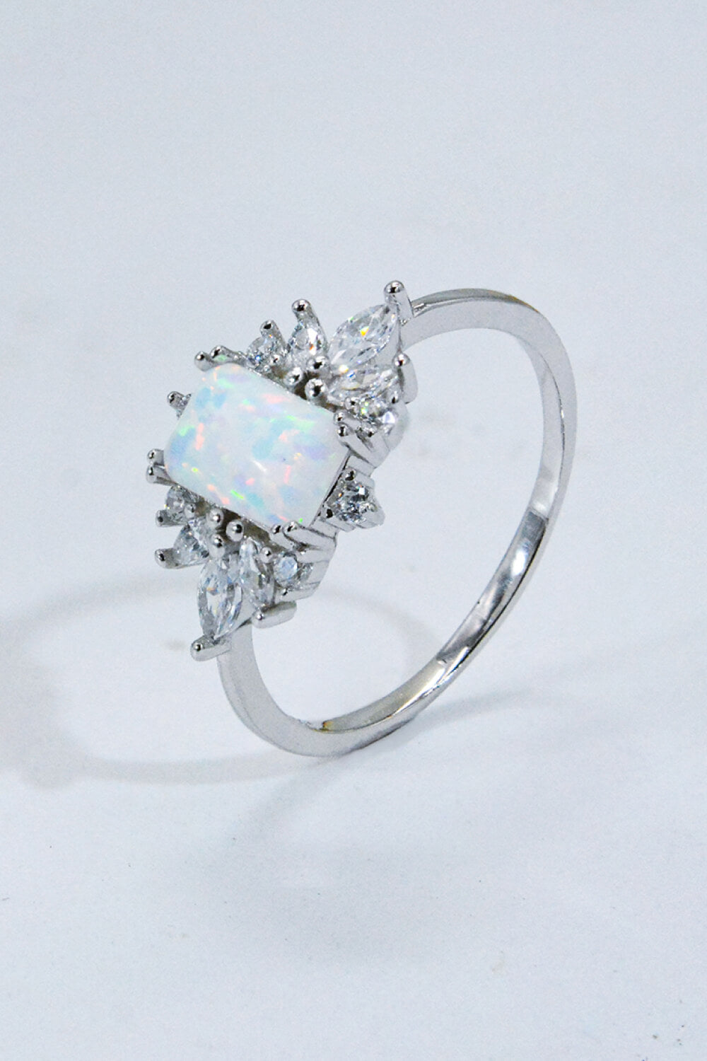 925 Sterling Silver Zircon and Opal Ring-Teresa&#39;s Fashionista LLC