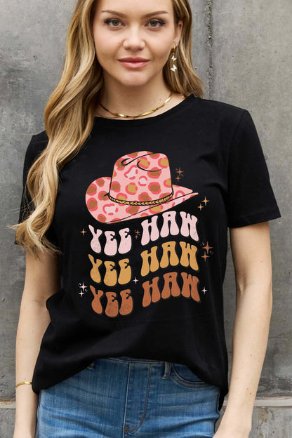 Simply Love Simply Love Full Size YEE HAH YEE HAH YEE HAH Graphic Cotton Tee-Teresa&#39;s Fashionista LLC