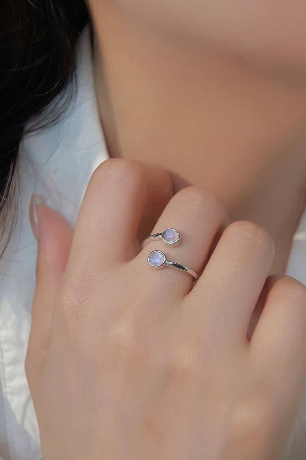 High Quality Natural Moonstone 925 Sterling Silver Toi Et Moi Ring-Teresa&#39;s Fashionista LLC