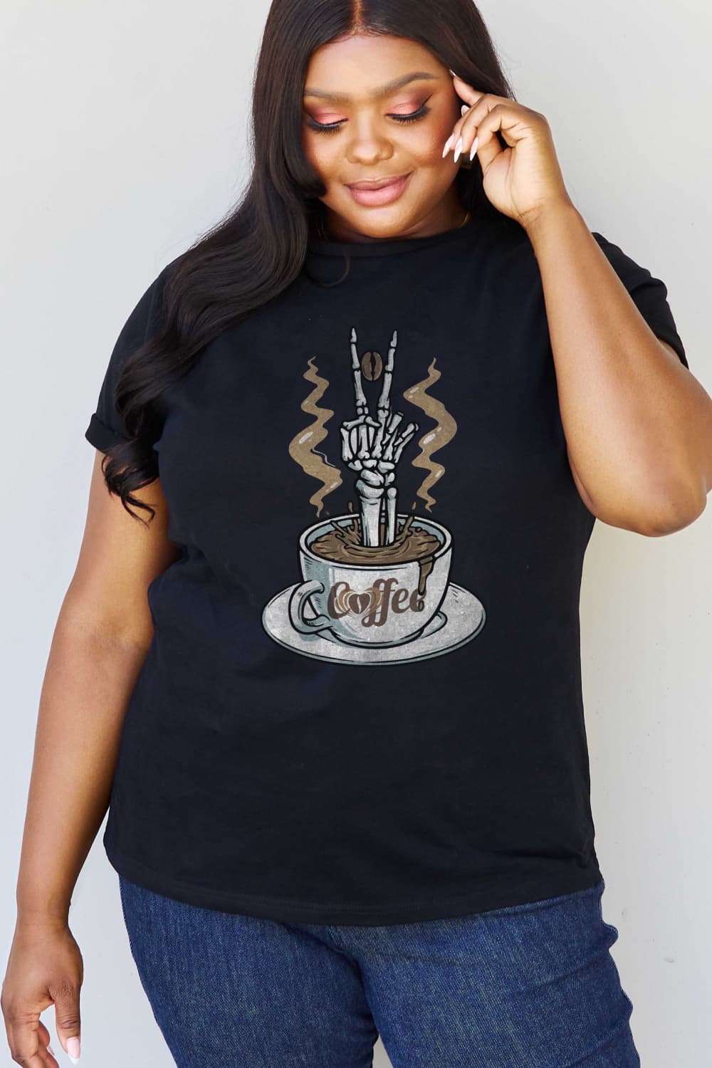 Simply Love Full Size COFFEE Graphic Cotton Tee-Teresa&#39;s Fashionista LLC