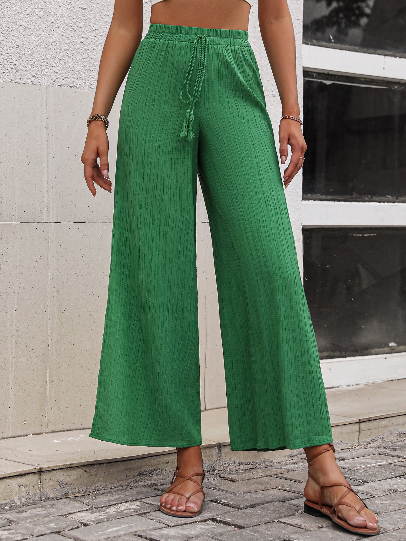 High Waist Slit Wide Leg Pants-Teresa&#39;s Fashionista LLC