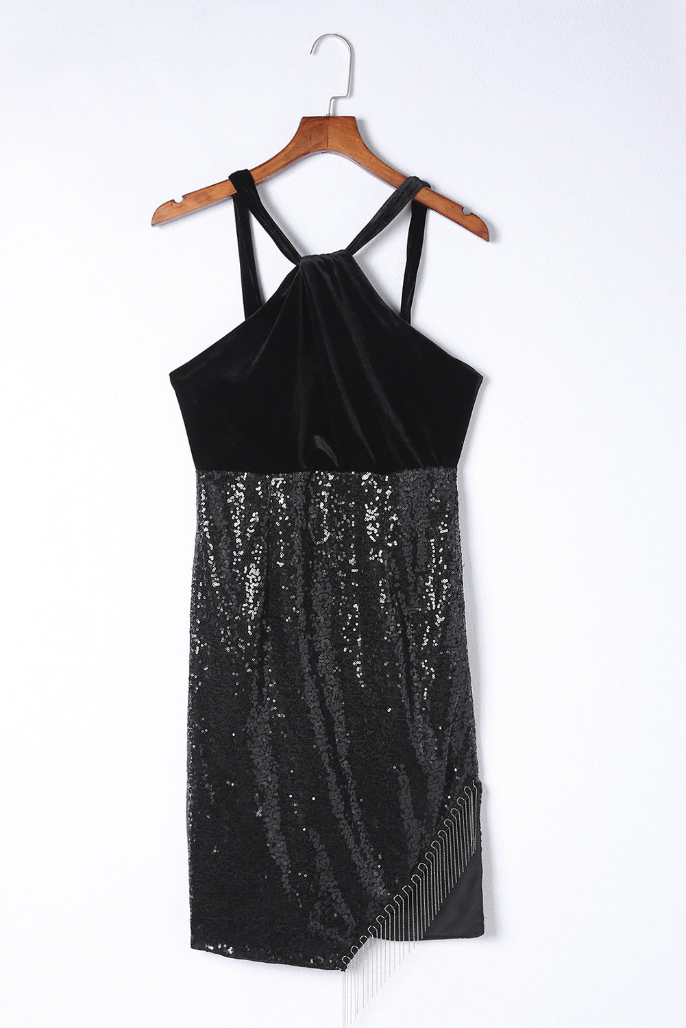 Sequin Fringe Detail Sleeveless Dress-Teresa&#39;s Fashionista LLC