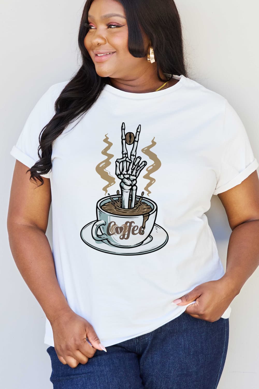 Simply Love Full Size COFFEE Graphic Cotton Tee-Teresa&#39;s Fashionista LLC