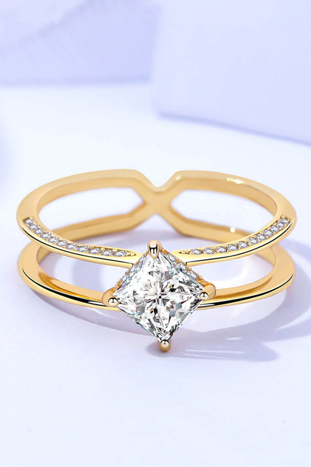 Moissanite 18K Gold-Plated Double-Layered Ring-Teresa&#39;s Fashionista LLC