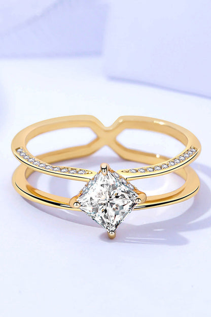 Moissanite 18K Gold-Plated Double-Layered Ring-Teresa&#39;s Fashionista LLC