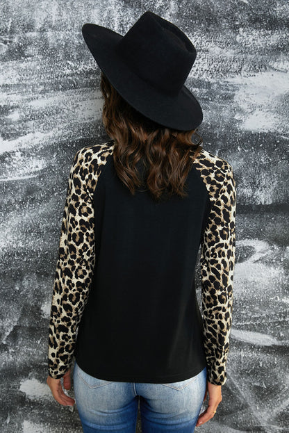 Leopard Print Grommet Long Sleeve Tee-Teresa&#39;s Fashionista LLC