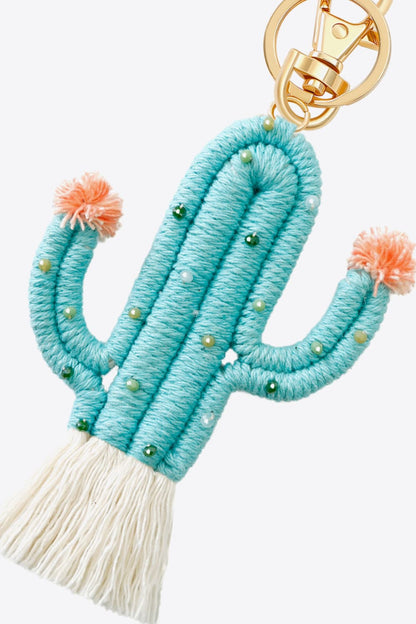 Bead Trim Cactus Keychain with Fringe-Teresa&#39;s Fashionista LLC