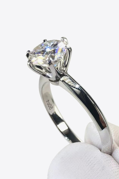 925 Sterling Silver 3 Carat Moissanite 6-Prong Ring-Teresa&#39;s Fashionista LLC