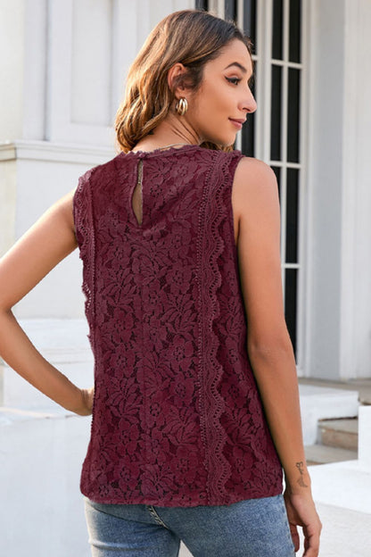 Lace V-Neck Tank-Teresa&#39;s Fashionista LLC