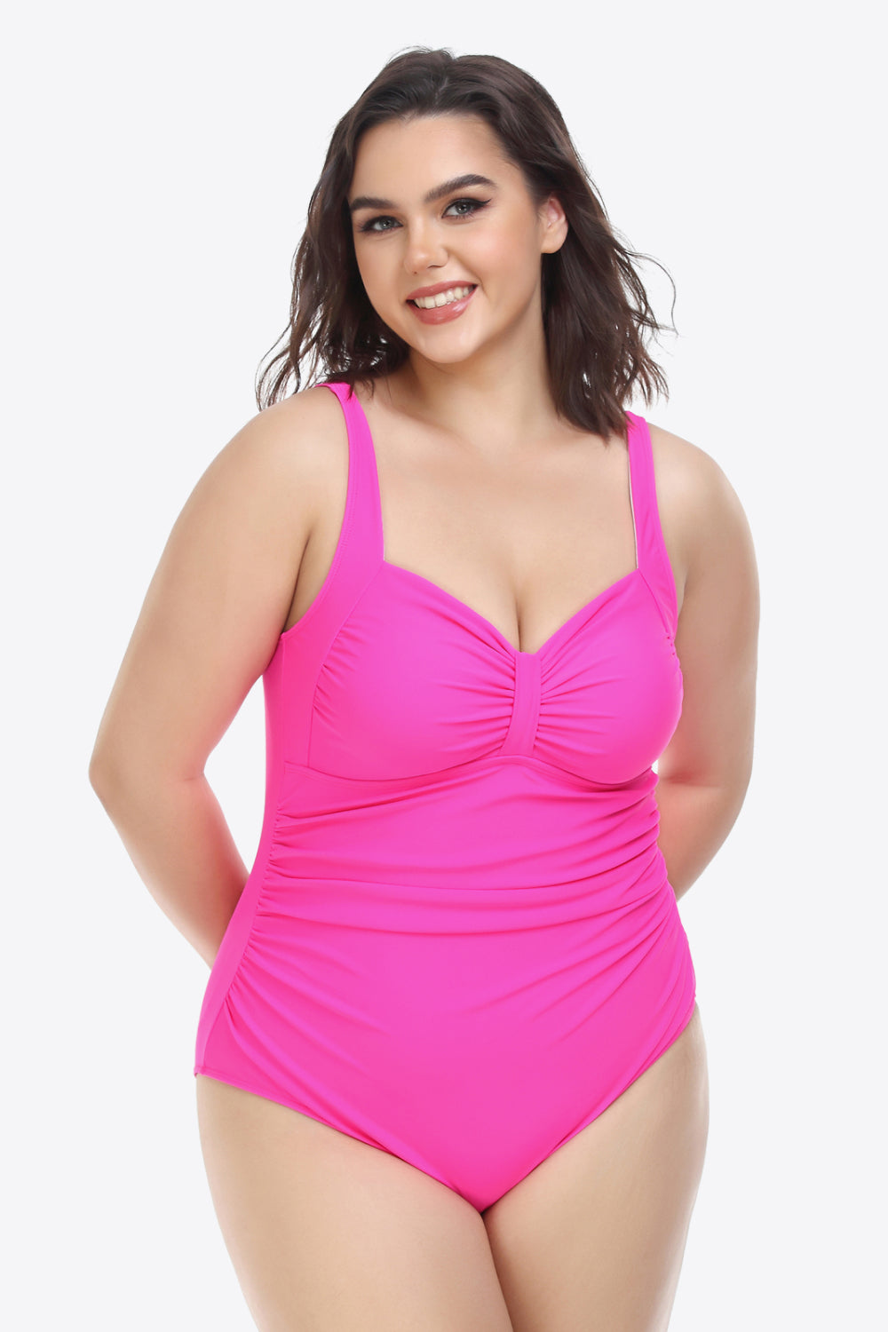 Plus Size Sleeveless Plunge One-Piece Swimsuit-Teresa&#39;s Fashionista LLC