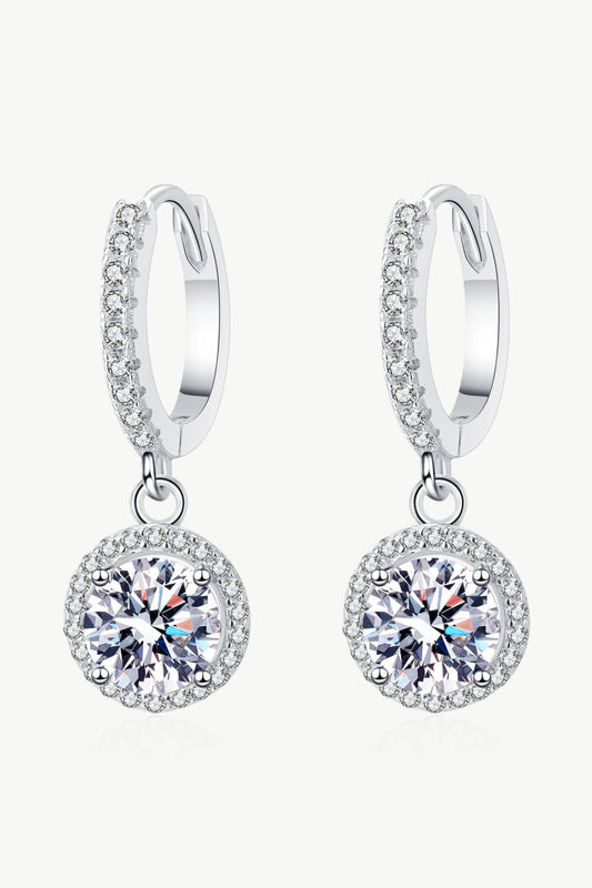 Moissanite Round-Shaped Drop Earrings-Teresa&#39;s Fashionista LLC