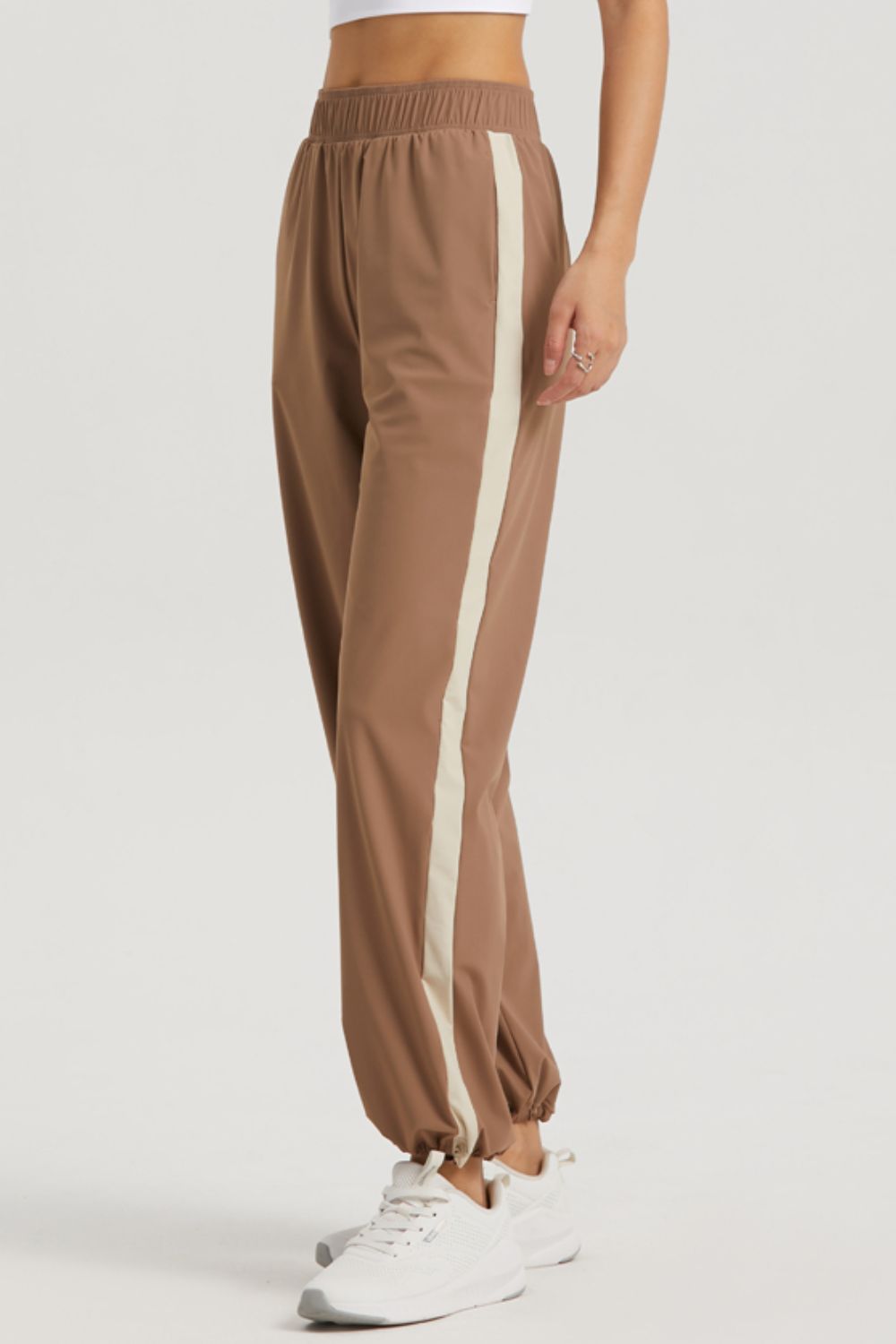 Side Stripe Elastic Waist Sports Pants-Teresa&#39;s Fashionista LLC