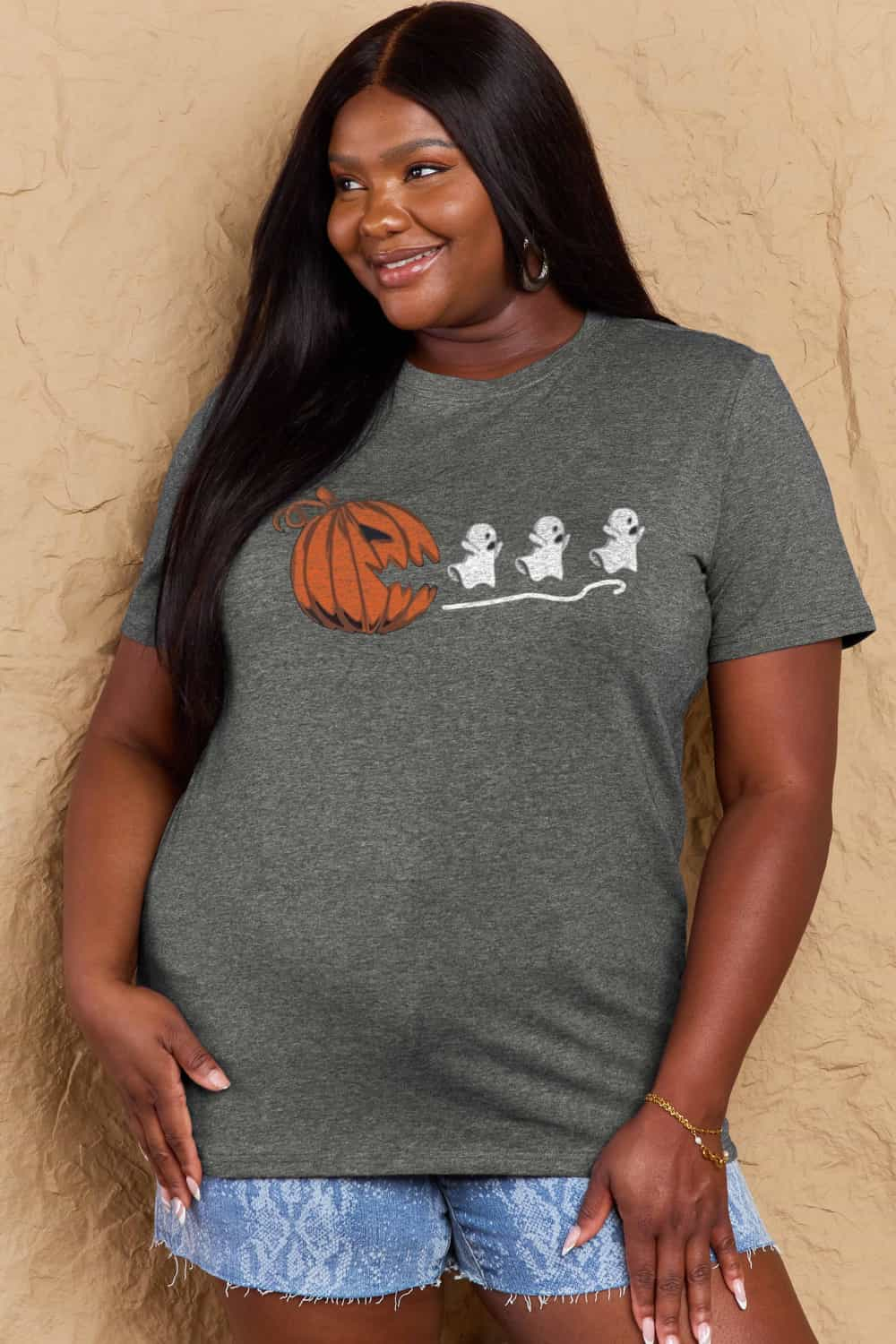 Simply Love Full Size Jack-O'-Lantern Graphic Cotton T-Shirt-Teresa&#39;s Fashionista LLC