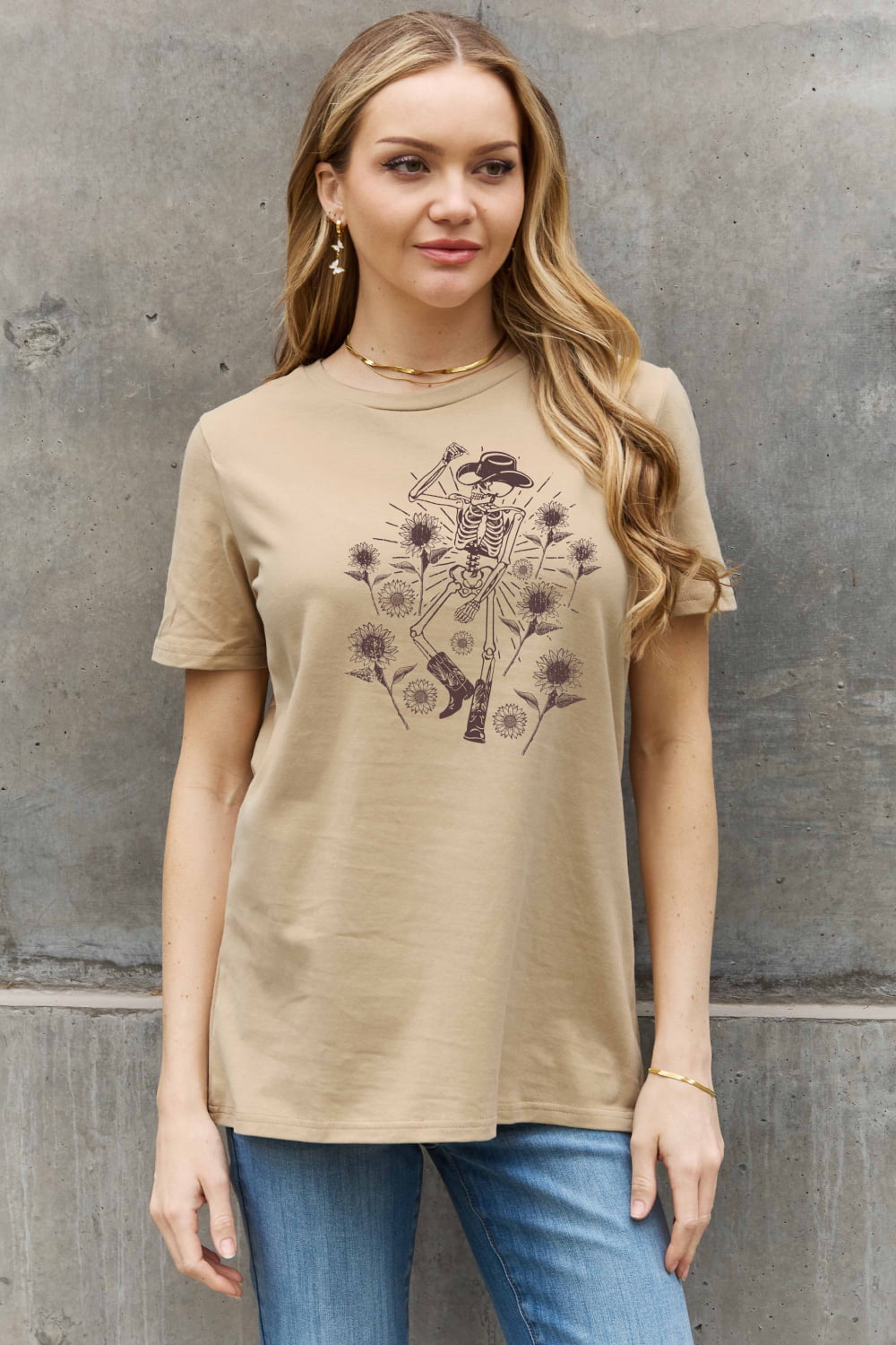 Simply Love Full Size Skeleton Graphic Cotton Tee-Teresa&#39;s Fashionista LLC