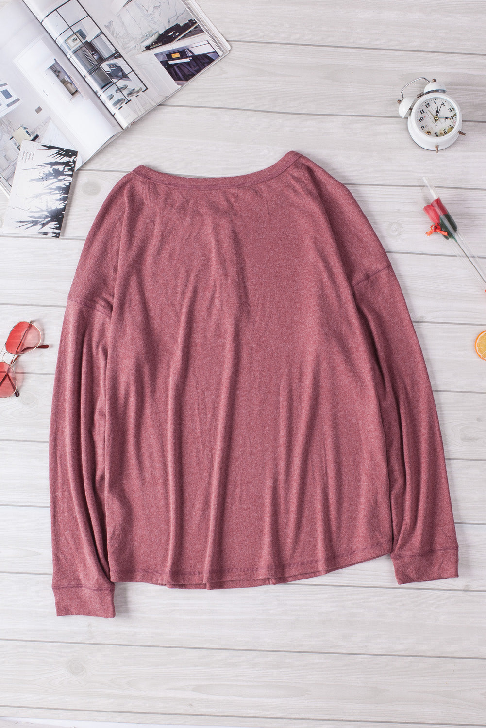 Long Sleeve Henley Top-Teresa&#39;s Fashionista LLC