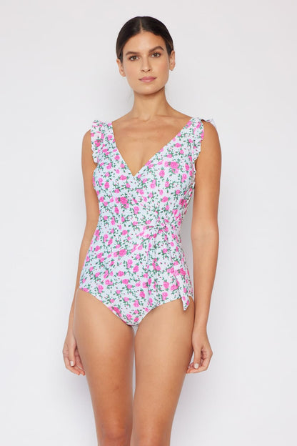 Marina West Swim Full Size Float On Ruffle Faux Wrap One-Piece in Roses Off-White-Teresa&#39;s Fashionista LLC