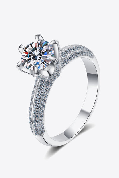 2 Carat Moissanite 925 Sterling Silver Side Stone Ring-Teresa&#39;s Fashionista LLC