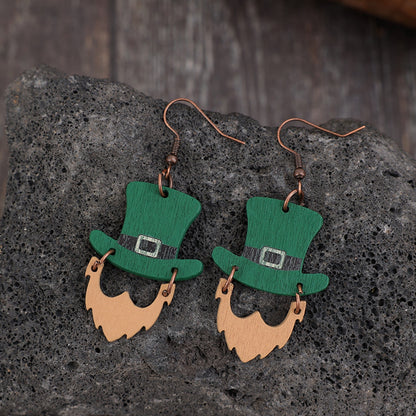 Wooden Hat Shape Dangle Earrings-Teresa&#39;s Fashionista LLC