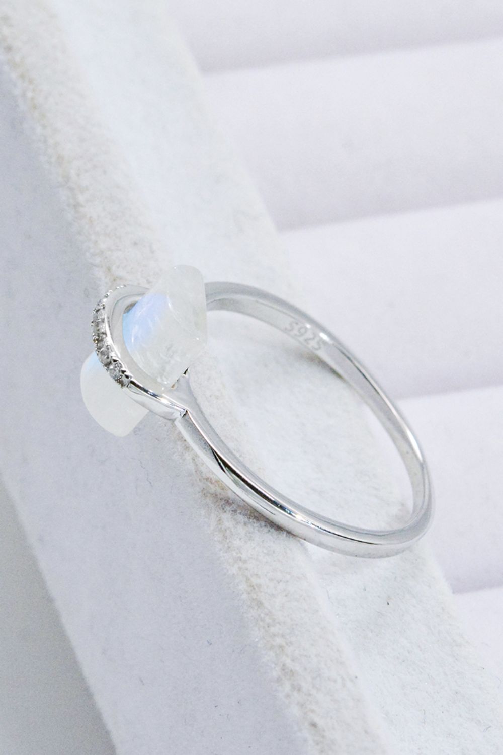 Natural Moonstone Platinum-Plated Ring-Teresa&#39;s Fashionista LLC