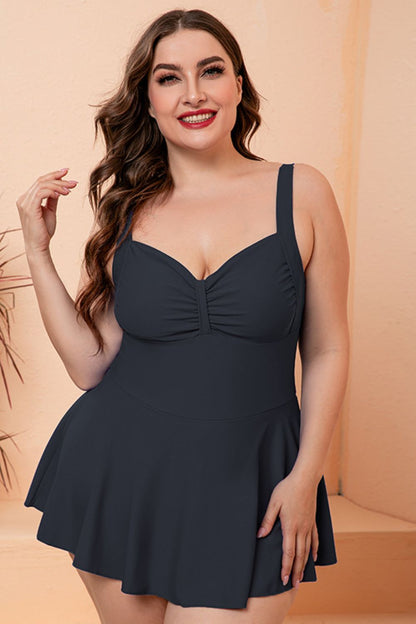 Full Size Gathered Detail Swim Dress-Teresa&#39;s Fashionista LLC