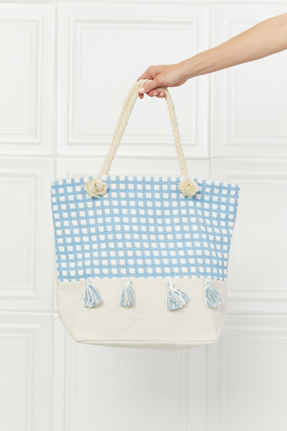 Justin Taylor Picnic Date Tassle Tote Bag-Teresa&#39;s Fashionista LLC