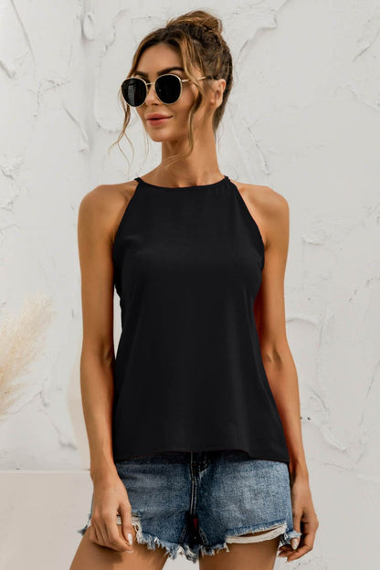 Keyhole Round Neck Tank-Teresa&#39;s Fashionista LLC