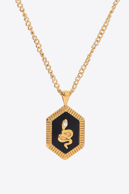 18K Gold Plated Snake Geometric Pendant Necklace-Teresa&#39;s Fashionista LLC