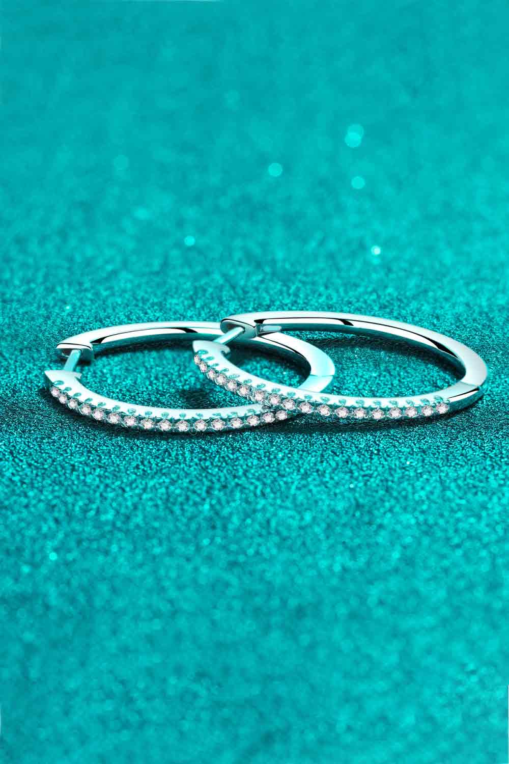 Rhodium-Plated Moissanite Hoop Earrings-Teresa&#39;s Fashionista LLC