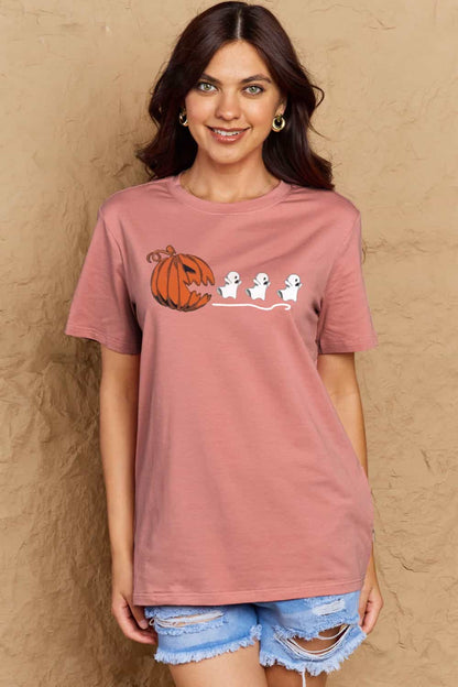 Simply Love Full Size Jack-O'-Lantern Graphic Cotton T-Shirt-Teresa&#39;s Fashionista LLC