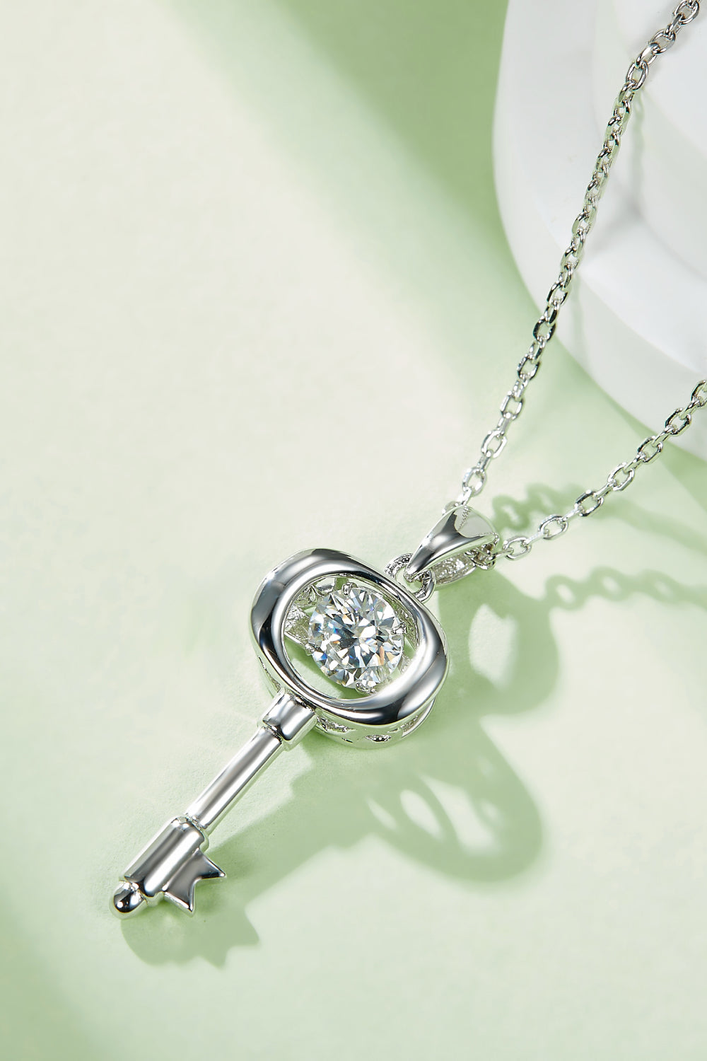 Moissanite Key Pendant Necklace-Teresa&#39;s Fashionista LLC